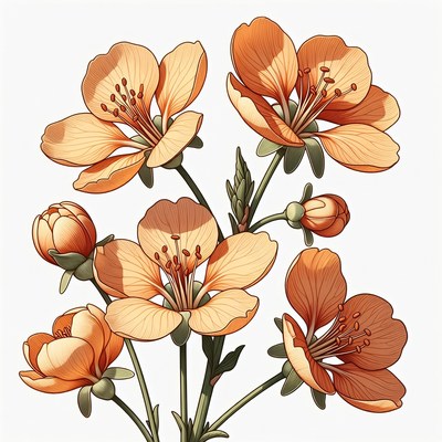 Orange Blossom Flowers Illustration