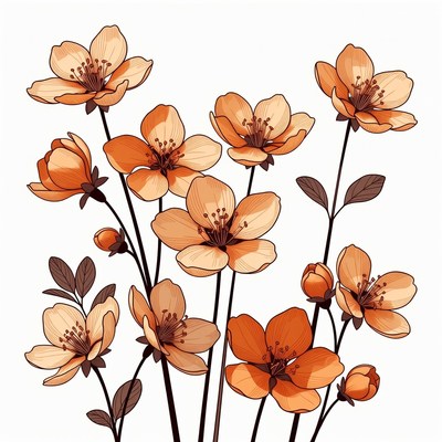 Peach Blossom Flowers Illustration