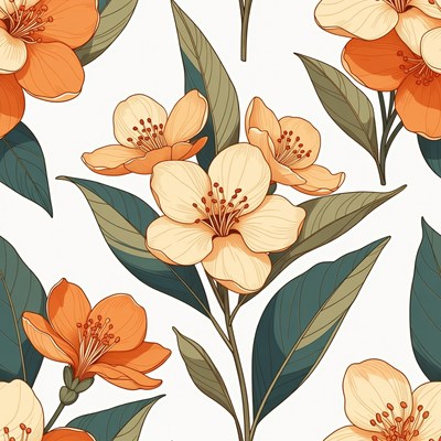 Orange Gardenia Flowers Pattern