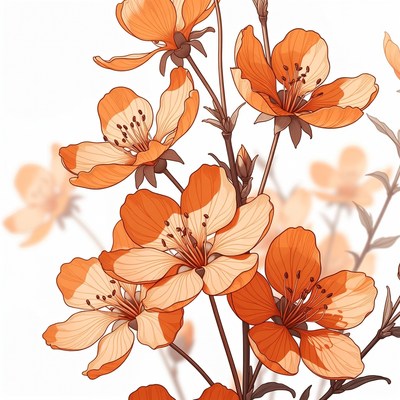 Orange Blossom Flowers Illustration