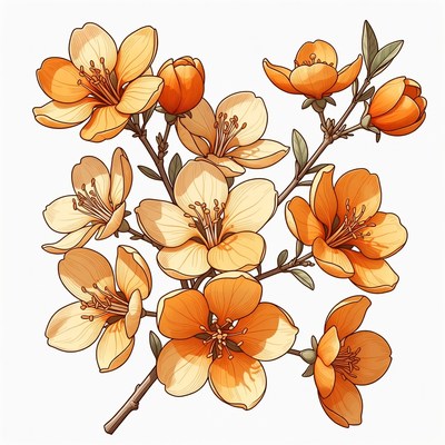 Orange Blossom Branch Illustration