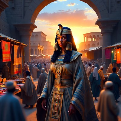 Egyptian Queen in Ancient Market