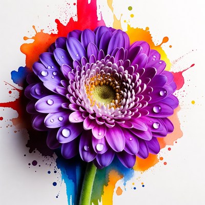 Purple Daisy with Water Droplets