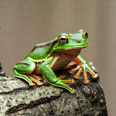 Green tree frog on branch
