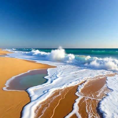 Ocean Waves Crashing on Sandy Beach