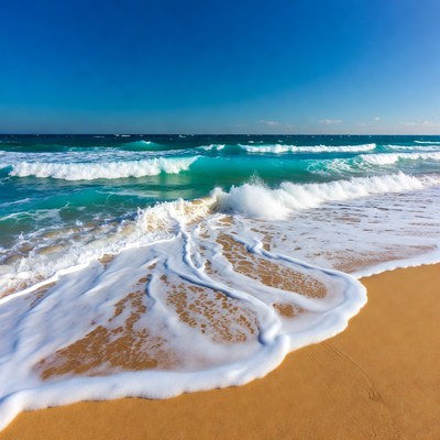 Ocean Waves Crashing on Sandy Beach