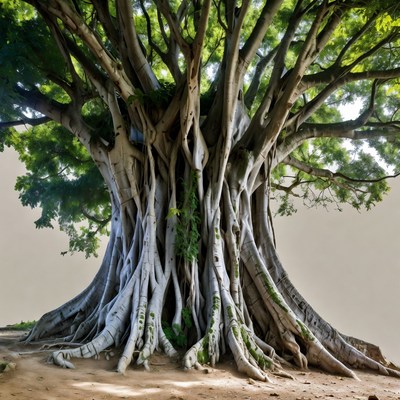 Massive Banyan Tree with Aerial Roots