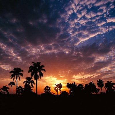 Palm Trees Silhouette at Sunset