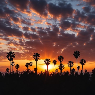 Palm Trees Silhouette at Sunset
