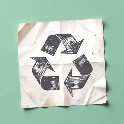 Wrinkled paper recycle symbol