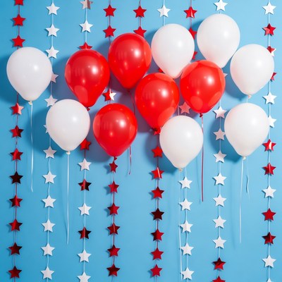 Red White Blue Balloons and Stars