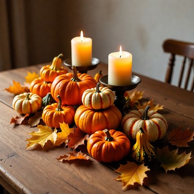Autumn Pumpkin Candle Centerpiece