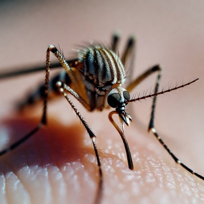 Mosquito on Human Skin
