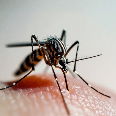 Mosquito on Human Finger