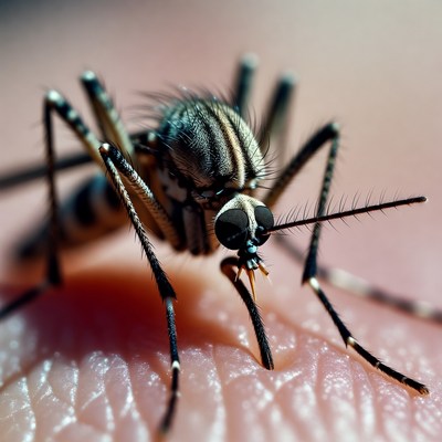 Closeup mosquito on skin