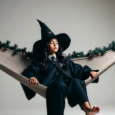 Girl in Witch Hat Hammock