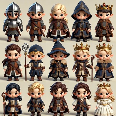 Fantasy Chibi Elves in Medieval Armor