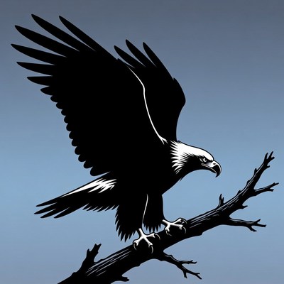 Bald eagle perched on branch