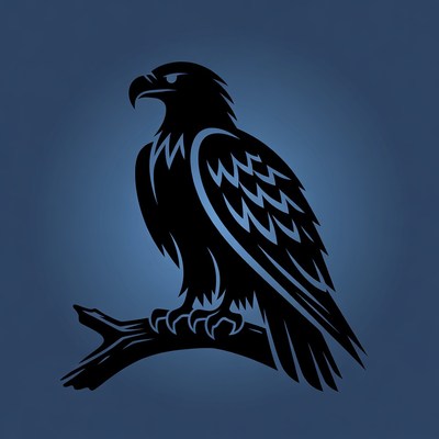 Black Eagle Silhouette on Branch