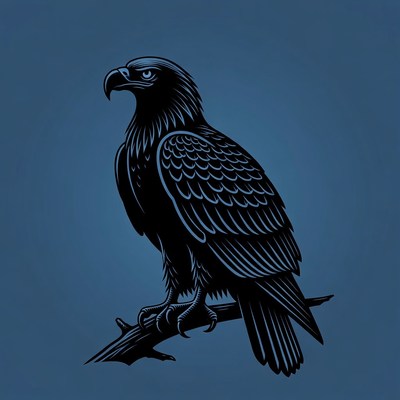 Bald Eagle Perched on Branch Silhouette