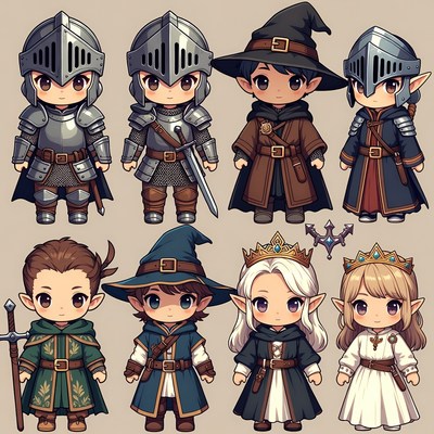 Chibi Fantasy Characters Group