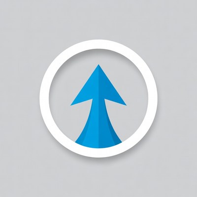 Blue upward arrow in white circle