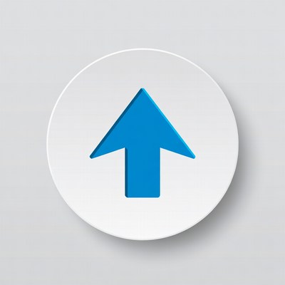 Blue up arrow in white circle