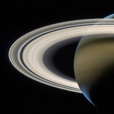 Saturn with rings against space