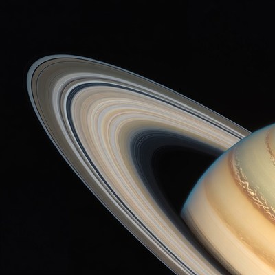 Saturn with rings in space