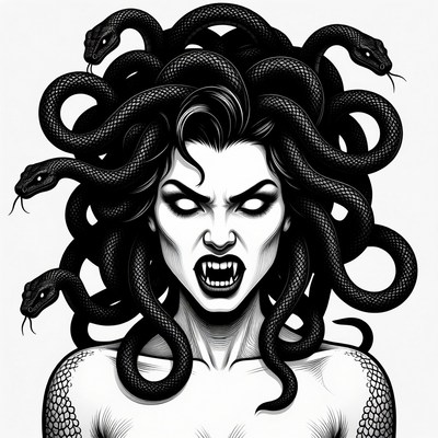Medusa with snakes for hair