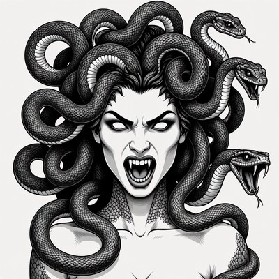 Medusa with Snakes in Hair