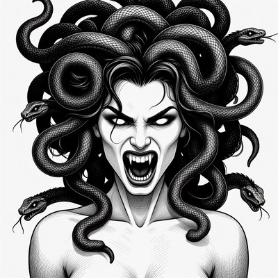 Medusa with snakes for hair
