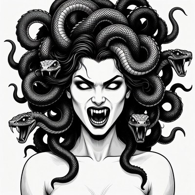 Medusa with snakes for hair