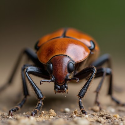 Closeup of orange black beetle