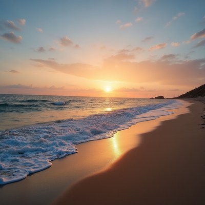 Sunset over tropical beach