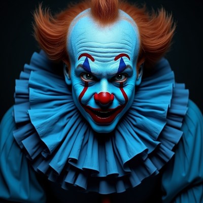 Pennywise clown close-up portrait