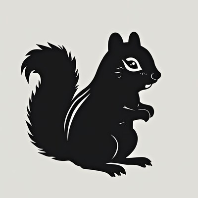 Black silhouette squirrel illustration