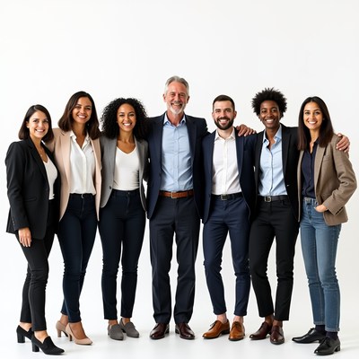 Diverse business team standing together