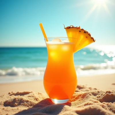 Pineapple Cocktail on Beach
