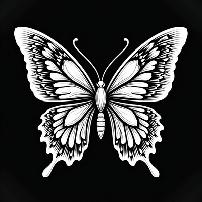 White Ink Butterfly Illustration