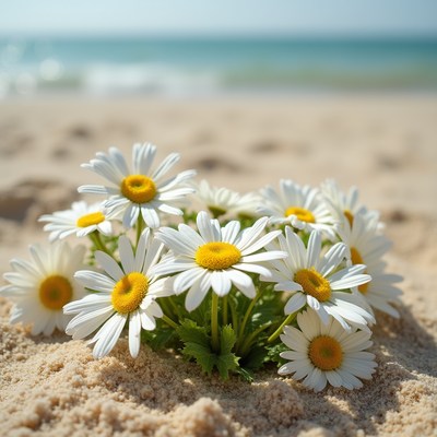 Daisies on Beach Sand