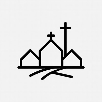 Line Art Churches with Crosses