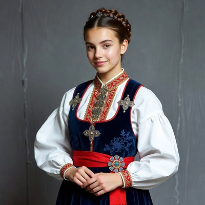 Girl in traditional Norwegian bunad