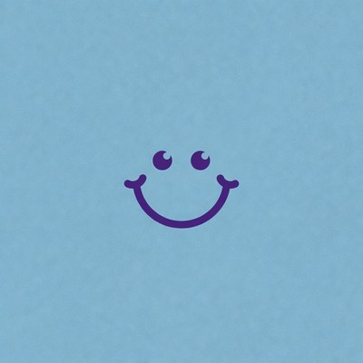 Purple Smiley Face on Blue Background
