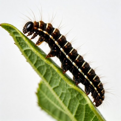 Black and orange caterpillar on leaf