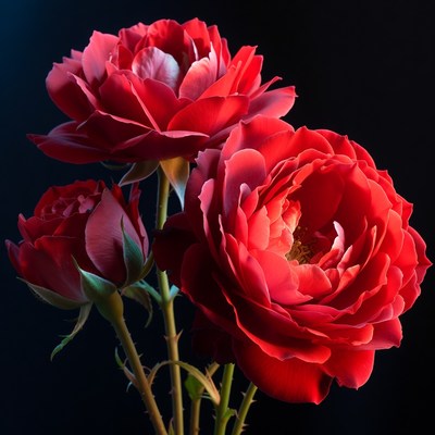 Red Roses on Black Background