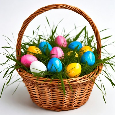 Easter Basket with Colored Eggs