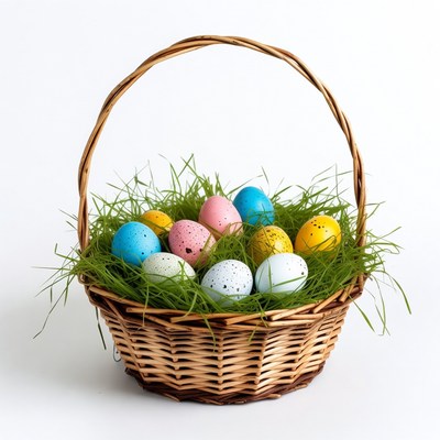 Easter Basket with Colored Eggs