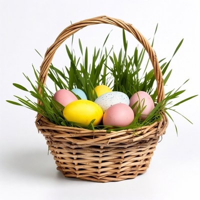 Easter Basket with Colored Eggs