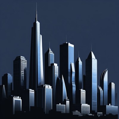 Blue Skyline Cityscape Silhouette